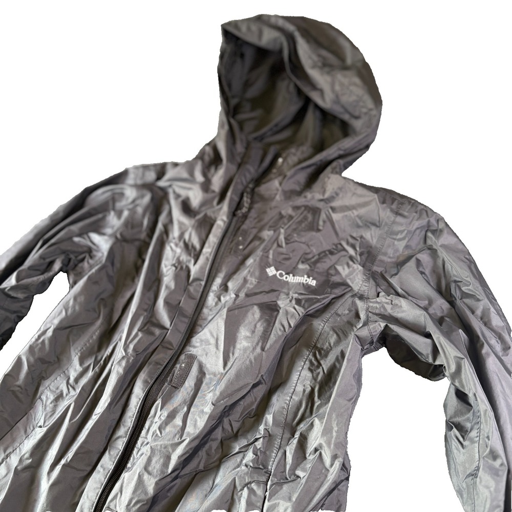 Columbia Arcadia II Rain Jacket‎ Womens XS Black Full Zip Pockets Outdoor Hooded